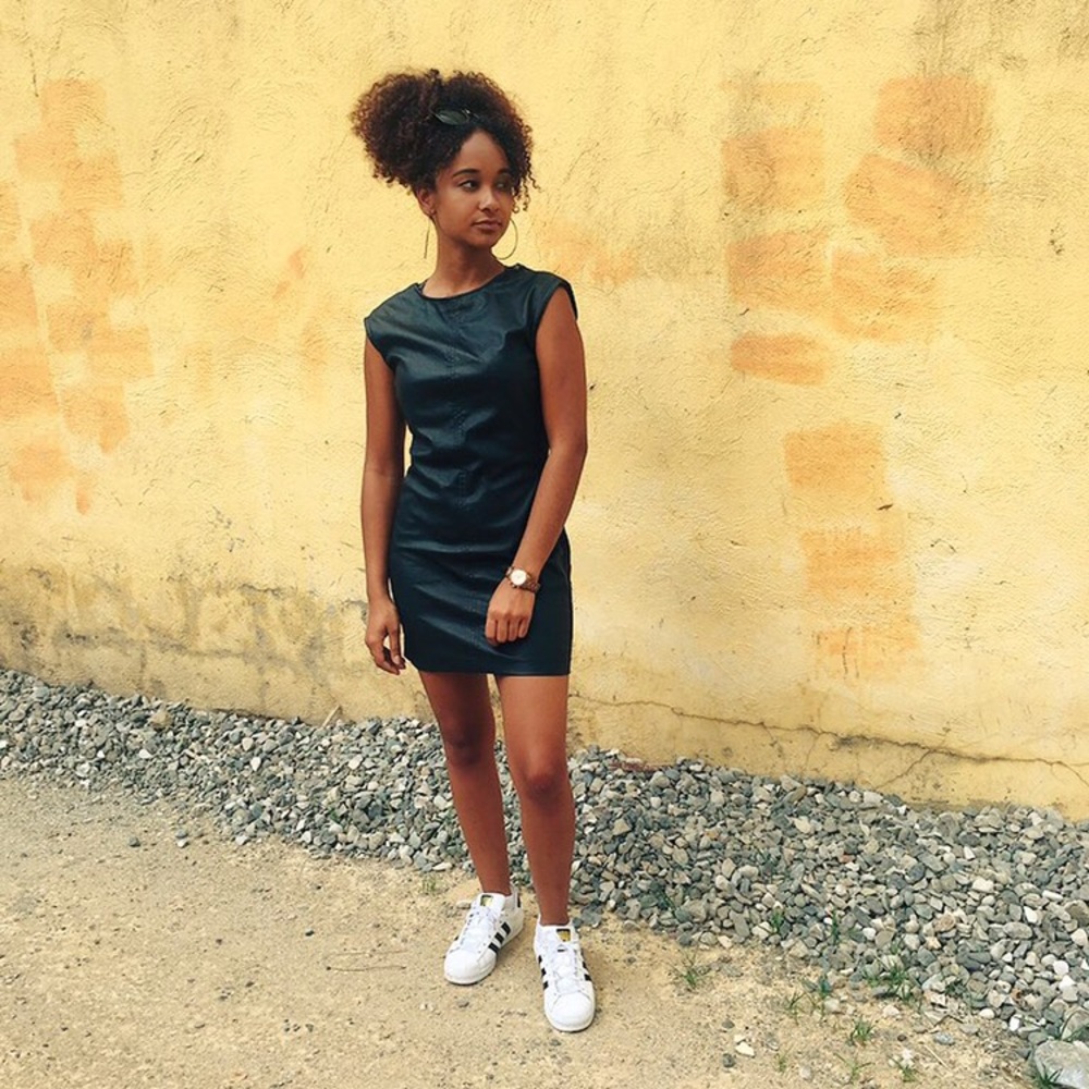 Black BCBG Maxazria Faux Leather Dress